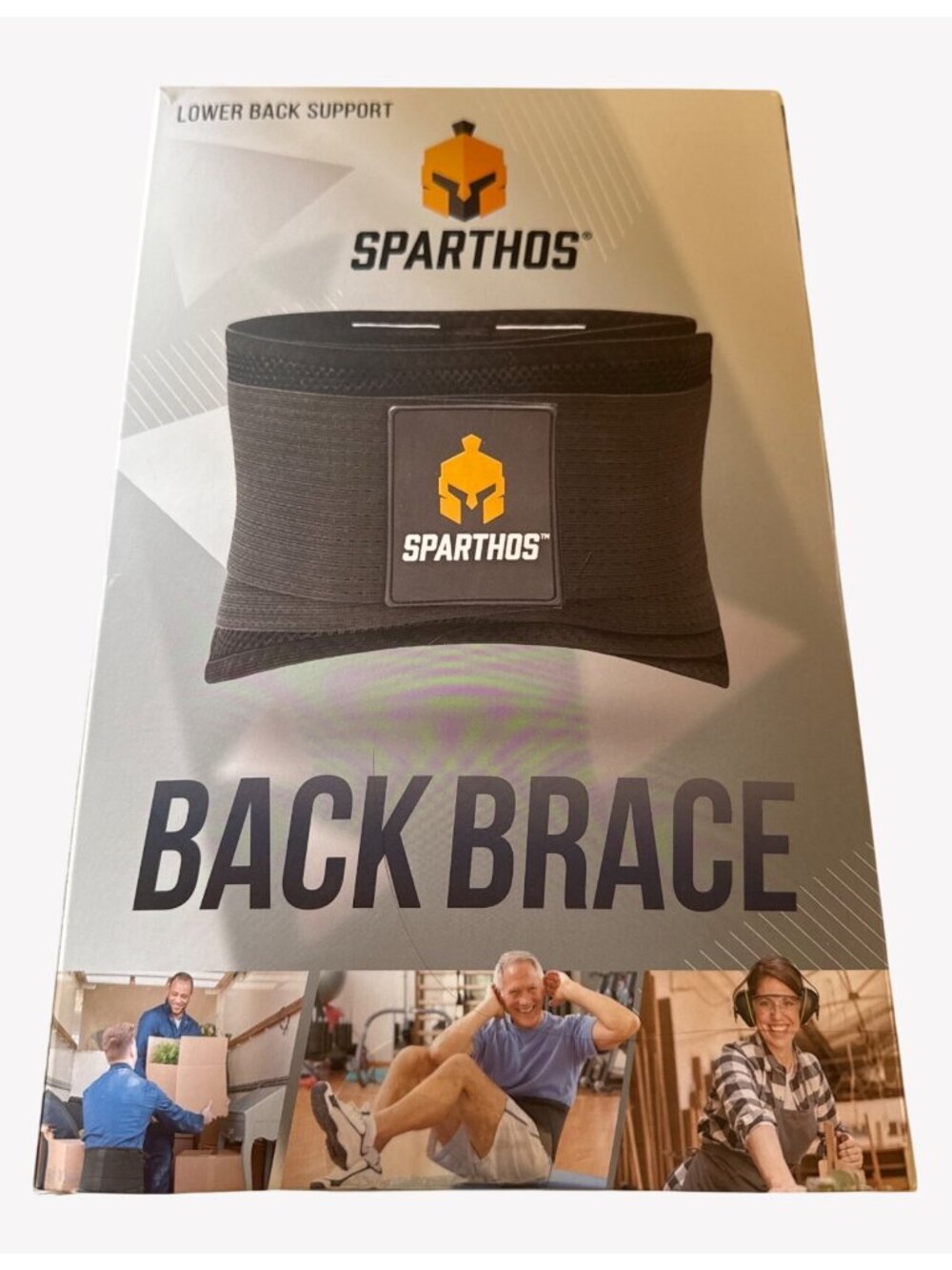 Sparthos Back Support Brace Size Large Adjustable Black New Open Box